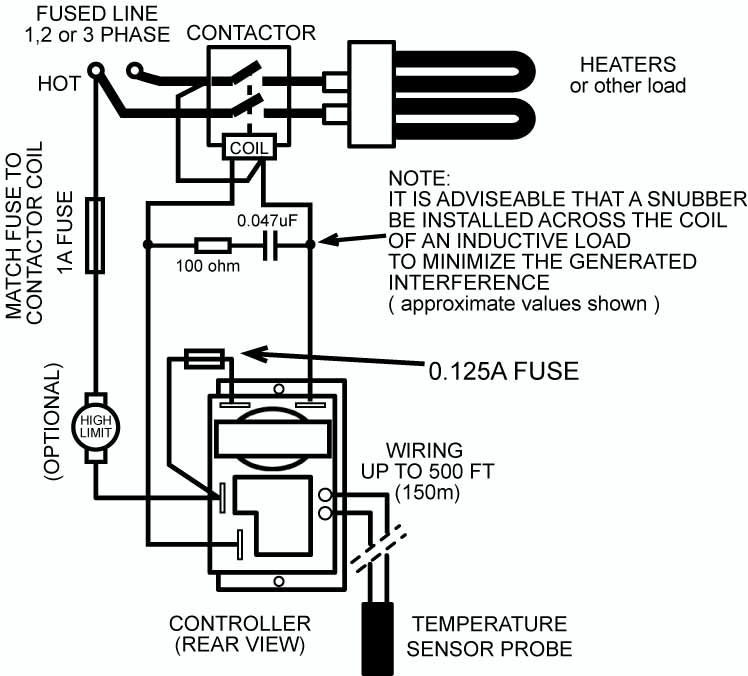 Heater Thermostat wiring with contactor for very high loads